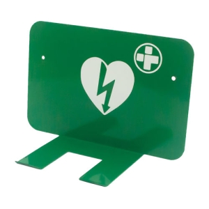 Support mural vert pour AED avec le logo AED